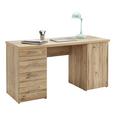 Schreibtisch in Eichefarben - Eichefarben/Alufarben, MODERN, Holzwerkstoff/Kunststoff (145/76,3/60cm) - MÖMAX modern living
