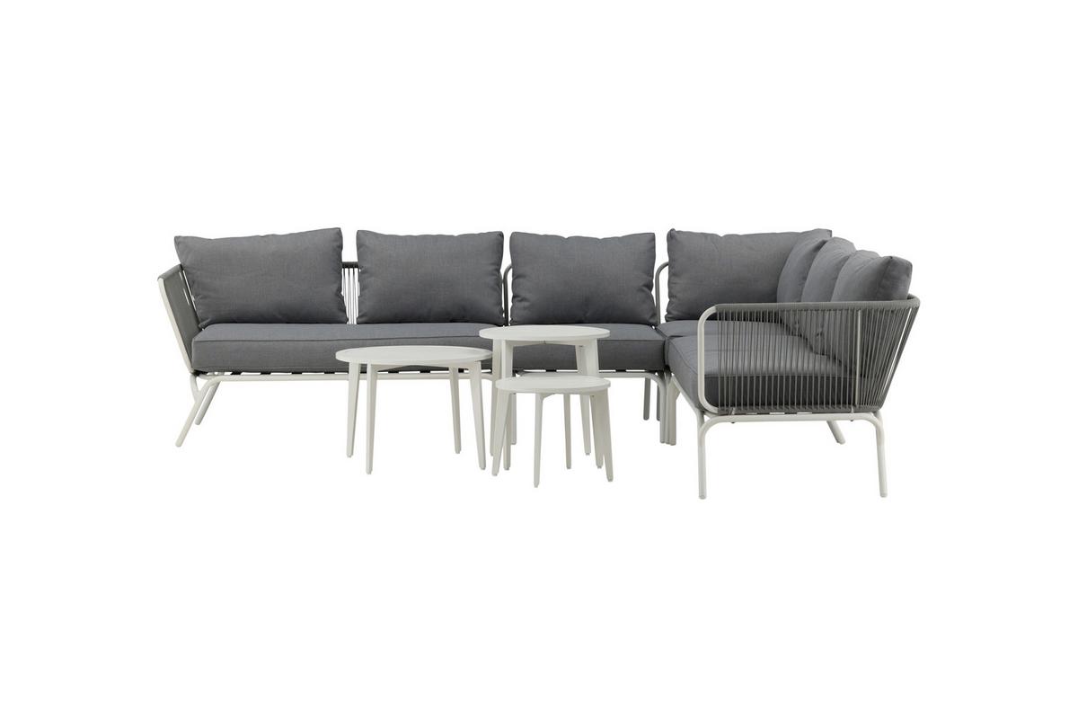 Dining-Loungeset Roxo ca. 283x221 cm Grau/Weiß - Weiß/Grau, KONVENTIONELL, Textil/Metall - Gardenson