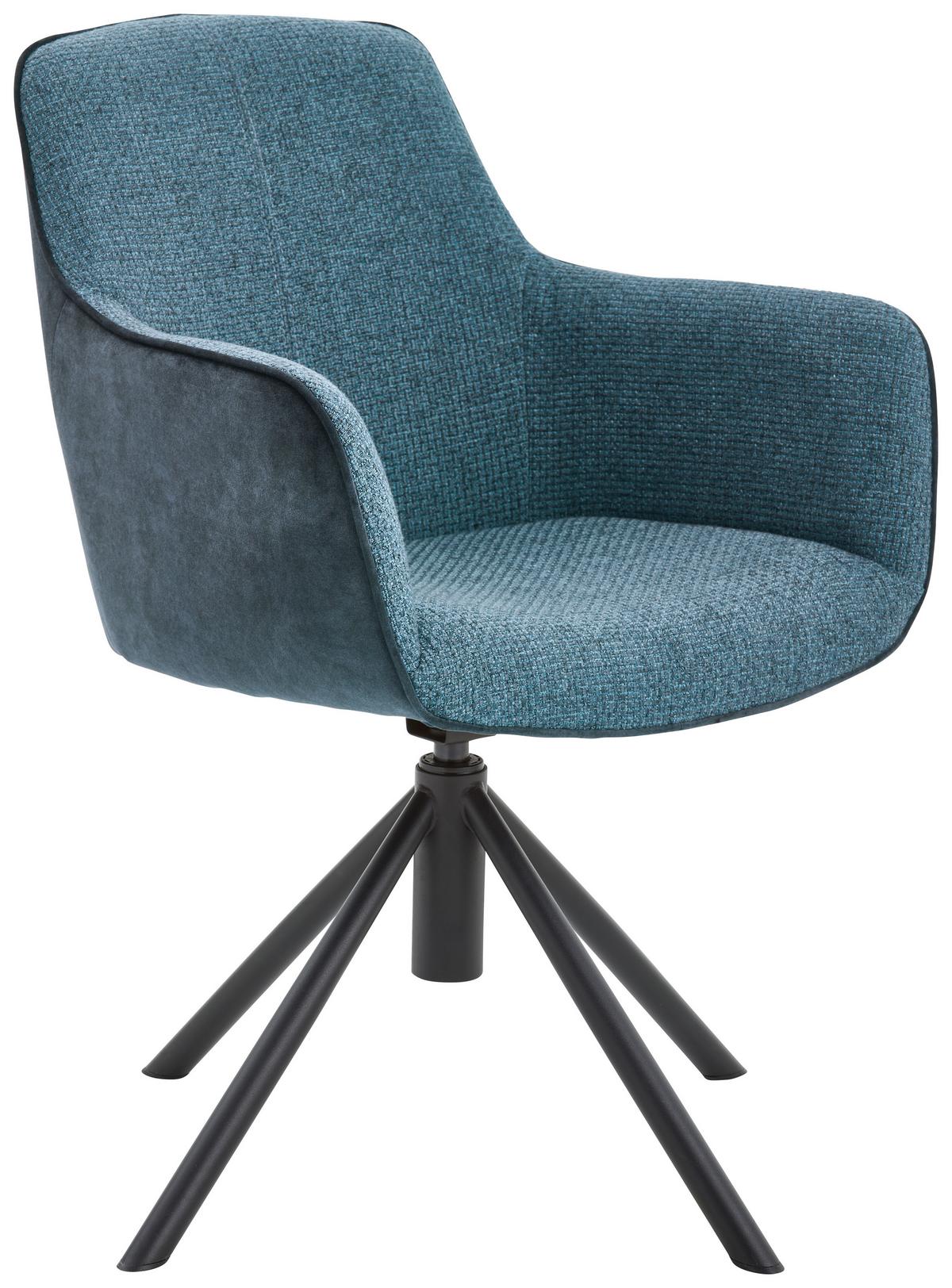 KRZESŁO Z PODŁOKIETNIKAMI RIALTO - petrol/czarny, Design, metal/tkanina (60/88/64cm) - Novel