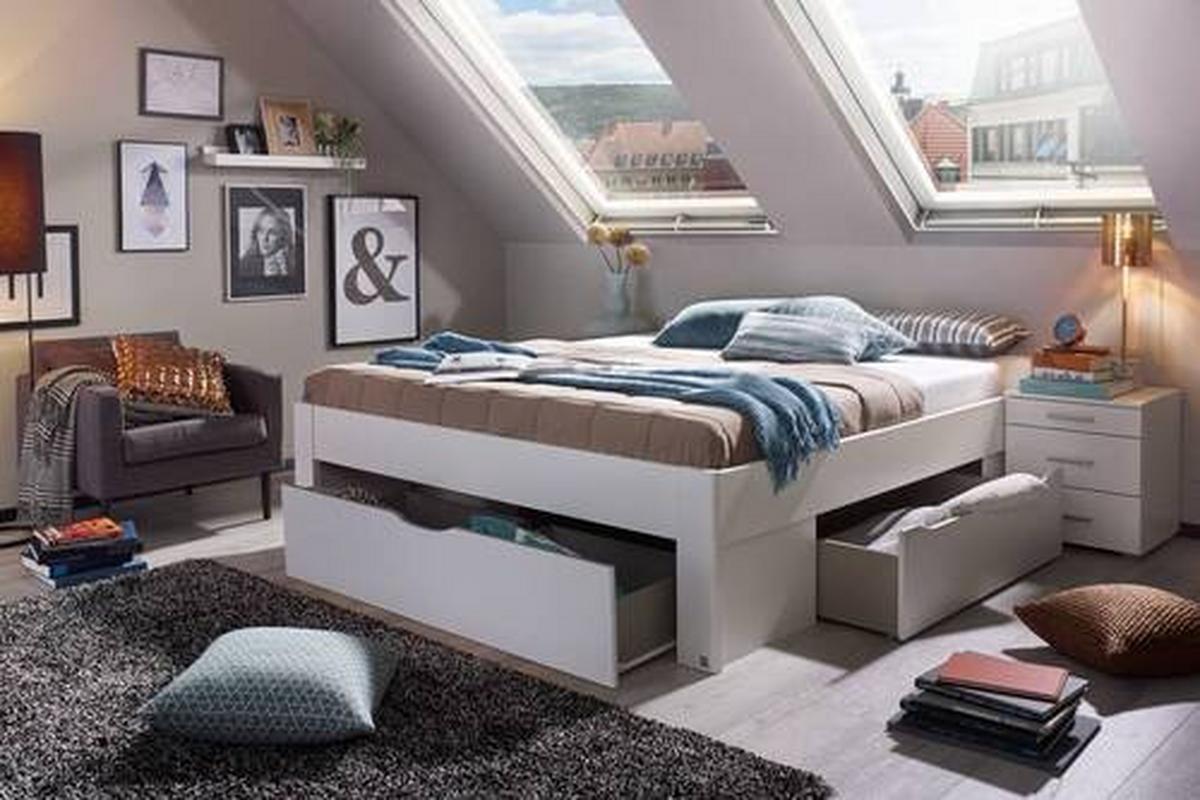Postelja S Predalom Scala, Bela - bela, Moderno, leseni material (180/200cm) - Rauch Möbel