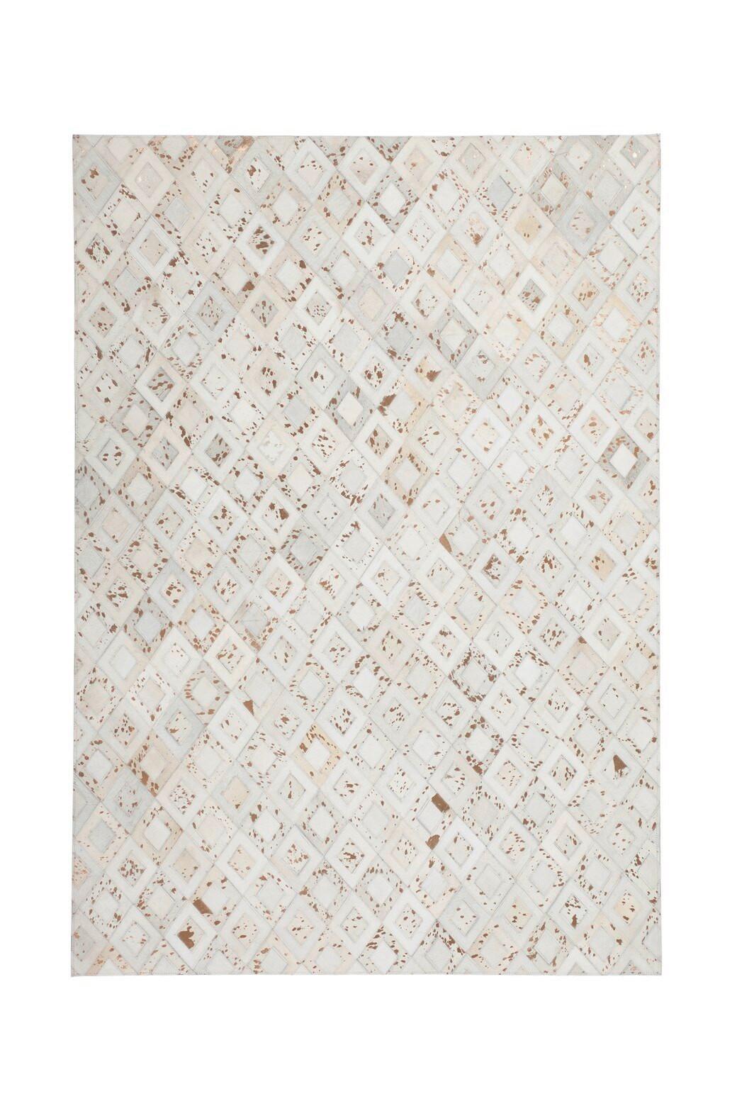 Flachwebeteppich Spark 110 Elfenbein/ch 80x150 - Chromfarben/Beige, Design, Leder (80/150cm) - Kayoom