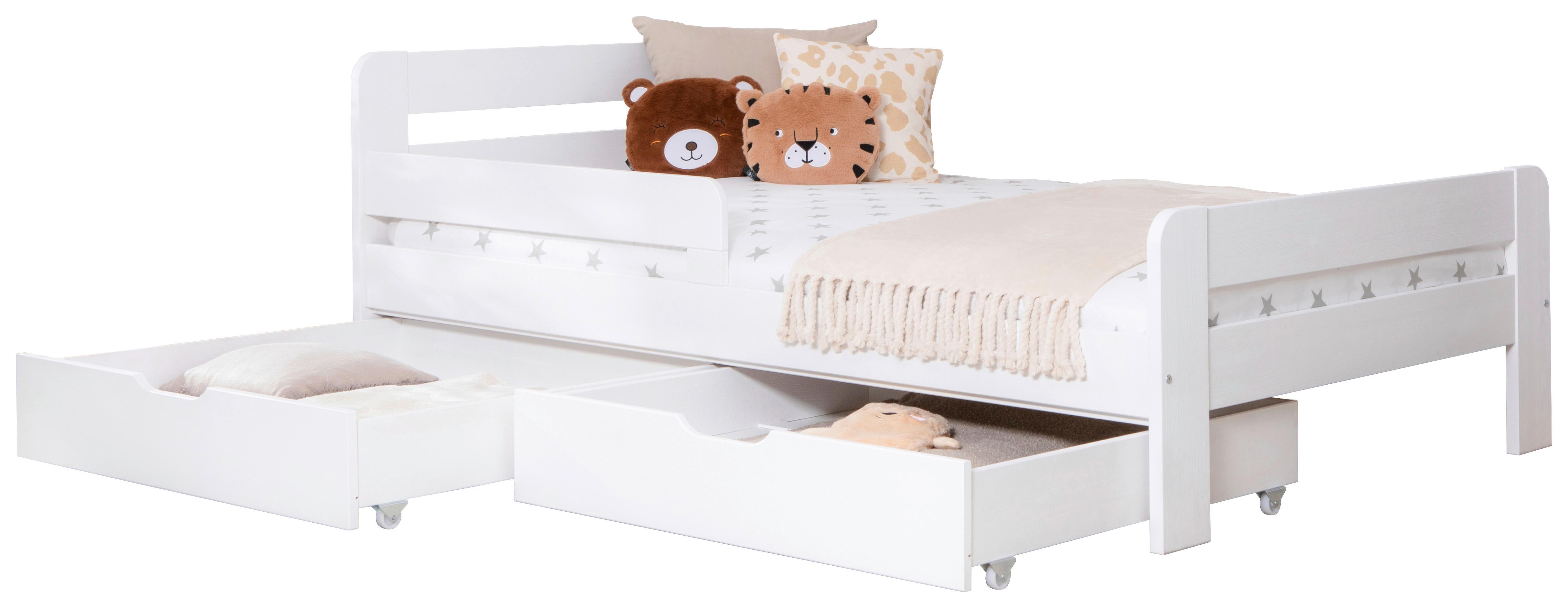 Bett Bennet mit Schubkasten ca. 120x200 cm Weiß - Naturfarben/Weiß, MODERN, Holz/Textil (120/200cm) - MID.YOU