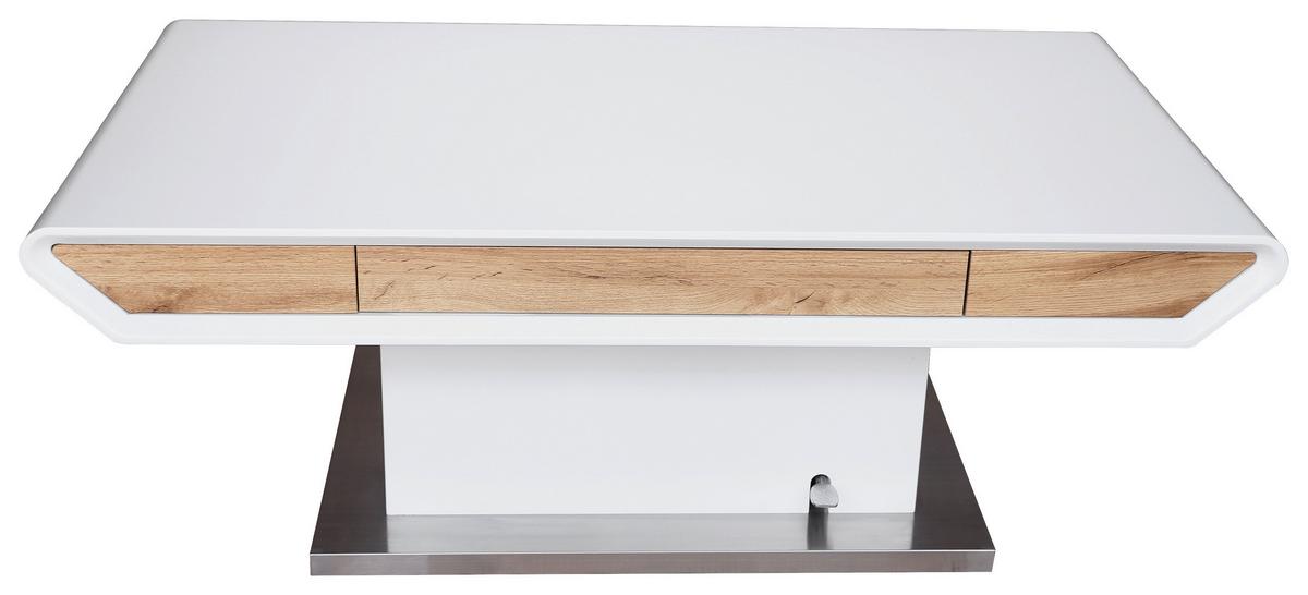 STOLIK KAWOWY TOLA - kolor dębowy/biały, Design, materiał drewnopochodny/metal (130/70/49,5-77,5cm) - Livetastic