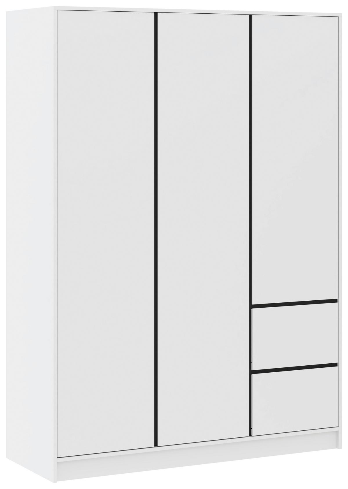 Kleiderschrank Basit Weiss - Weiss, Konventionell, Holzwerkstoff (147/206/57cm) - Mömax
