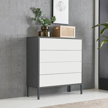 Kommode Mailand Typ 3 Anthrazit/Weiß - Anthrazit/Weiß, MODERN, Holzwerkstoff/Metall (79/86/33cm) - MID.YOU
