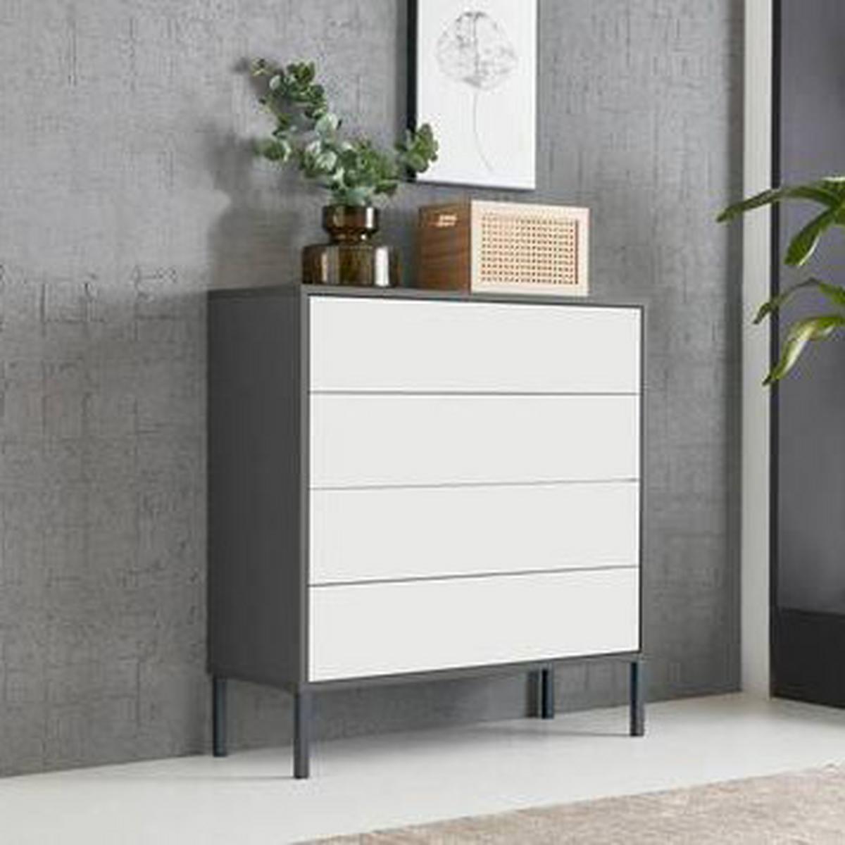 Kommode Mailand Typ 3 Anthrazit/Weiß - Anthrazit/Weiß, MODERN, Holzwerkstoff/Metall (79/86/33cm) - MID.YOU
