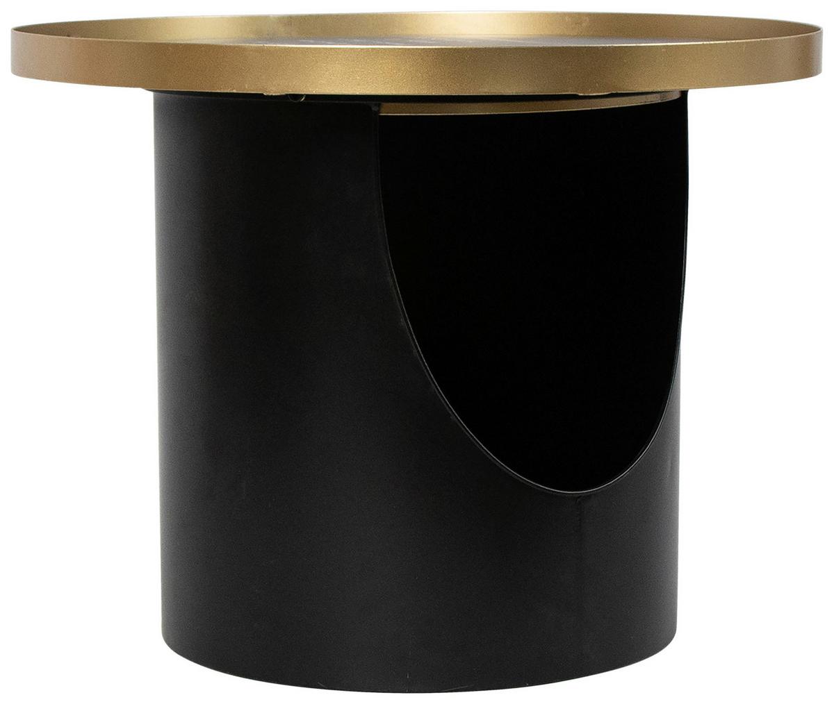 Măsuță de cafea LOTUS - auriu/negru, Modern, metal/material pe bază de lemn (55/43/55cm) - Modern Living