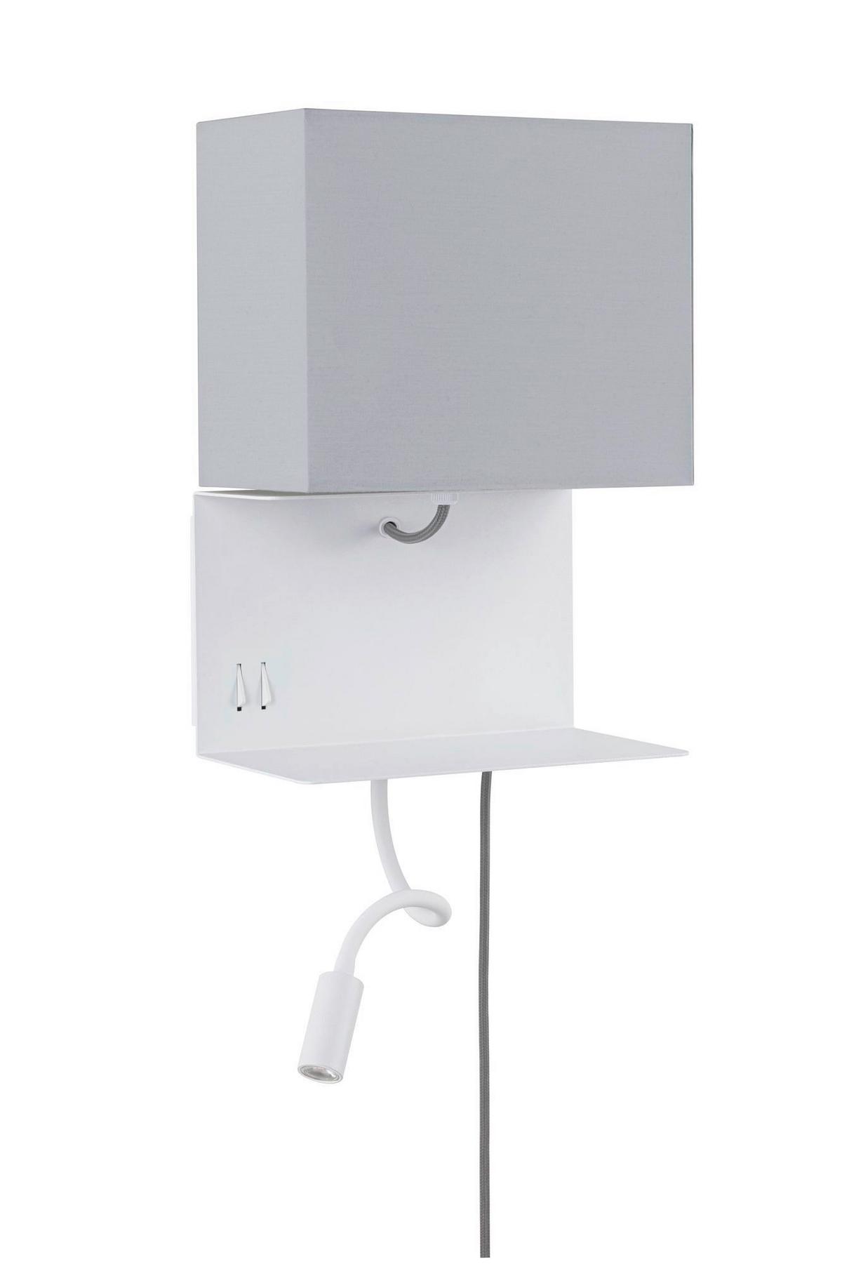 Wandleuchte Merani in Grau/Weiß max. 40 Watt - Weiß/Grau, LIFESTYLE, Textil/Metall (25/35,5cm) - Paulmann