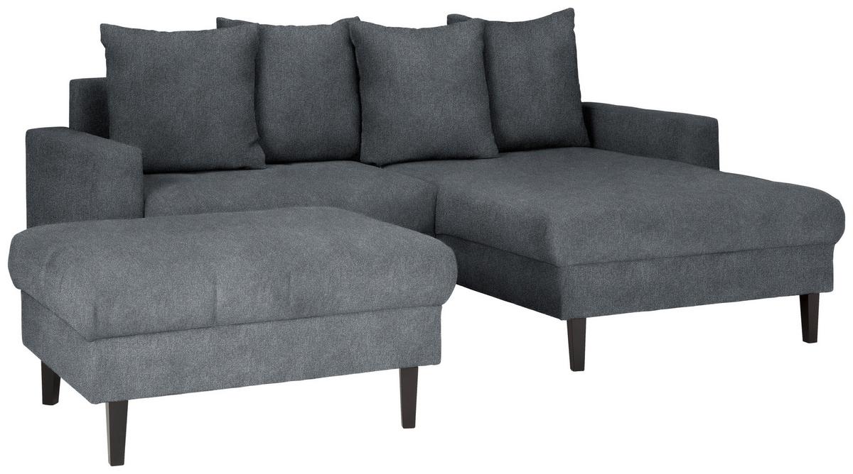 Ecksofa Boston Blaugrau - Blaugrau/Schwarz, KONVENTIONELL, Holz/Textil (215/92/160cm) - Based