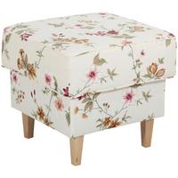 Hocker Lorris Weiß Flachgewebe - Buchefarben/Weiß, Design, Holz/Textil (53/45/53cm) - Max Winzer