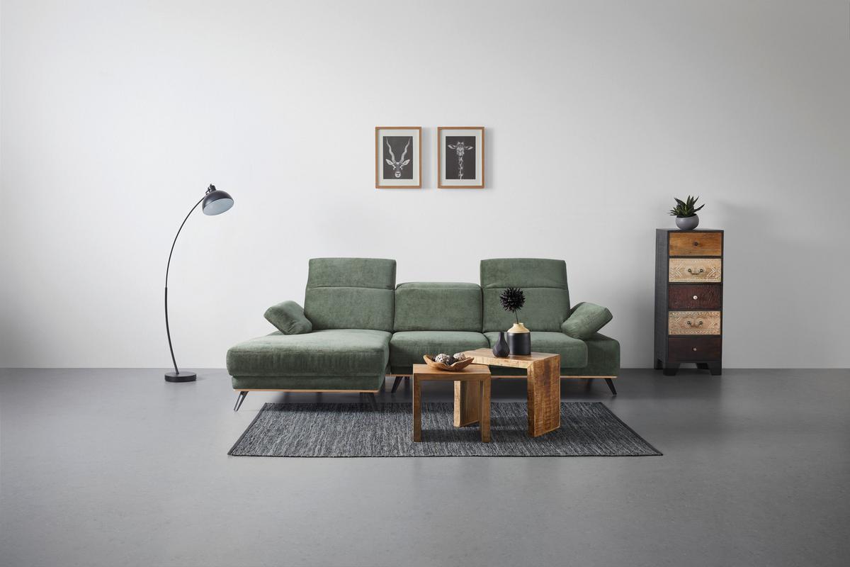 Sarokkanapé Royce - olívazöld, Modern, textil (194/81-105/283cm) - Premium Living