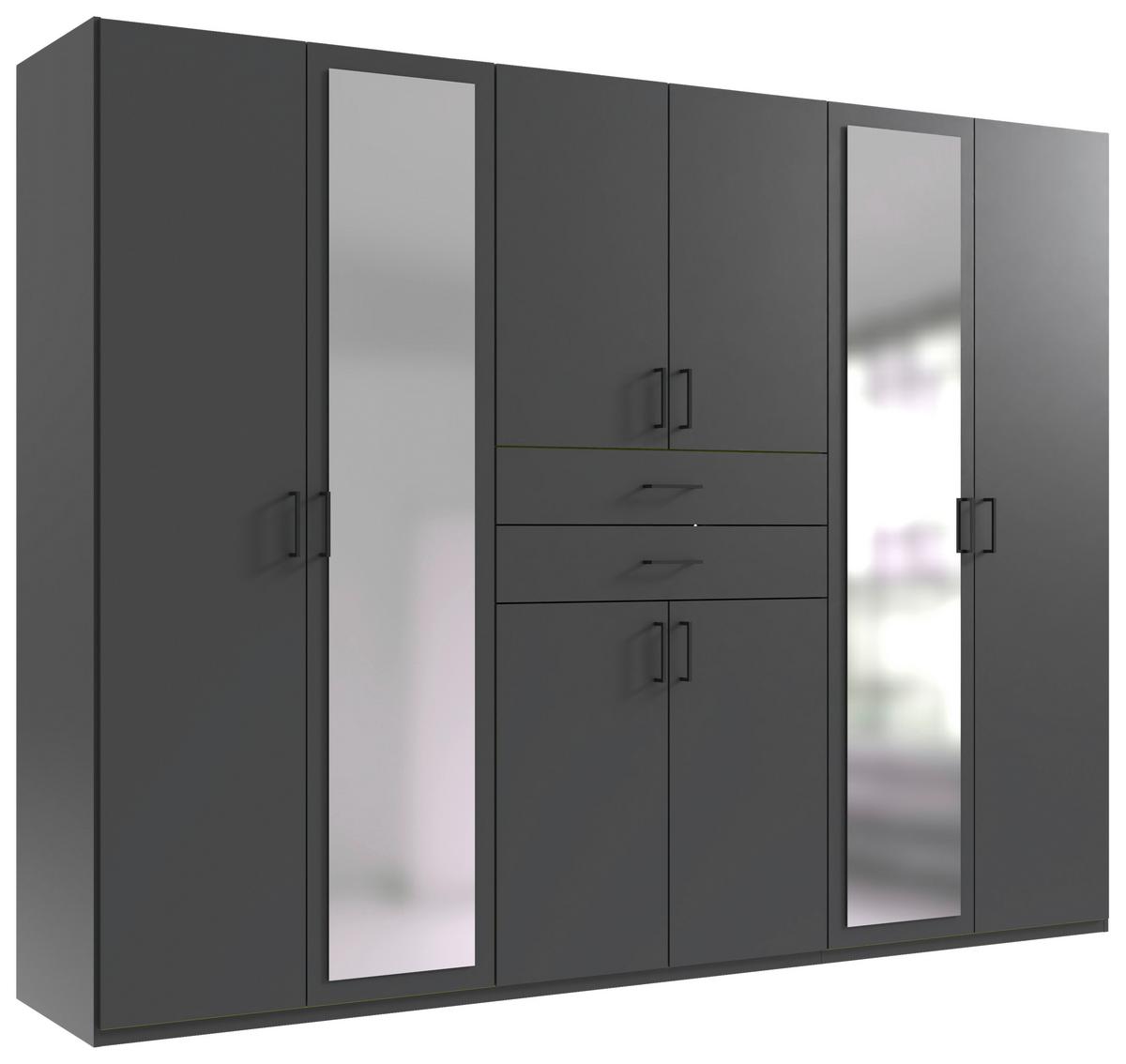 armoire à portes battantes Graphitfarben - Graphitfarben/Schwarz, Konventionell, Glas/Holzwerkstoff (270/208/58cm) - Mömax