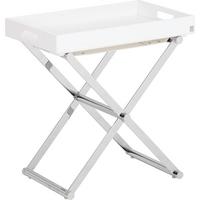 STOLIK BOCZNY HOMELINE - biały/kolor chromowy, Basics, metal/tkanina (52/32/50cm) - Joop!