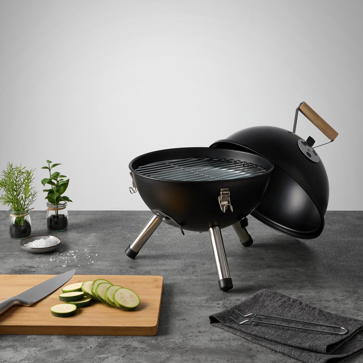 Kugelgrill Mini-Me Schwarz - Schwarz, KONVENTIONELL, Holz/Kunststoff (32/44/32cm) - Mömax