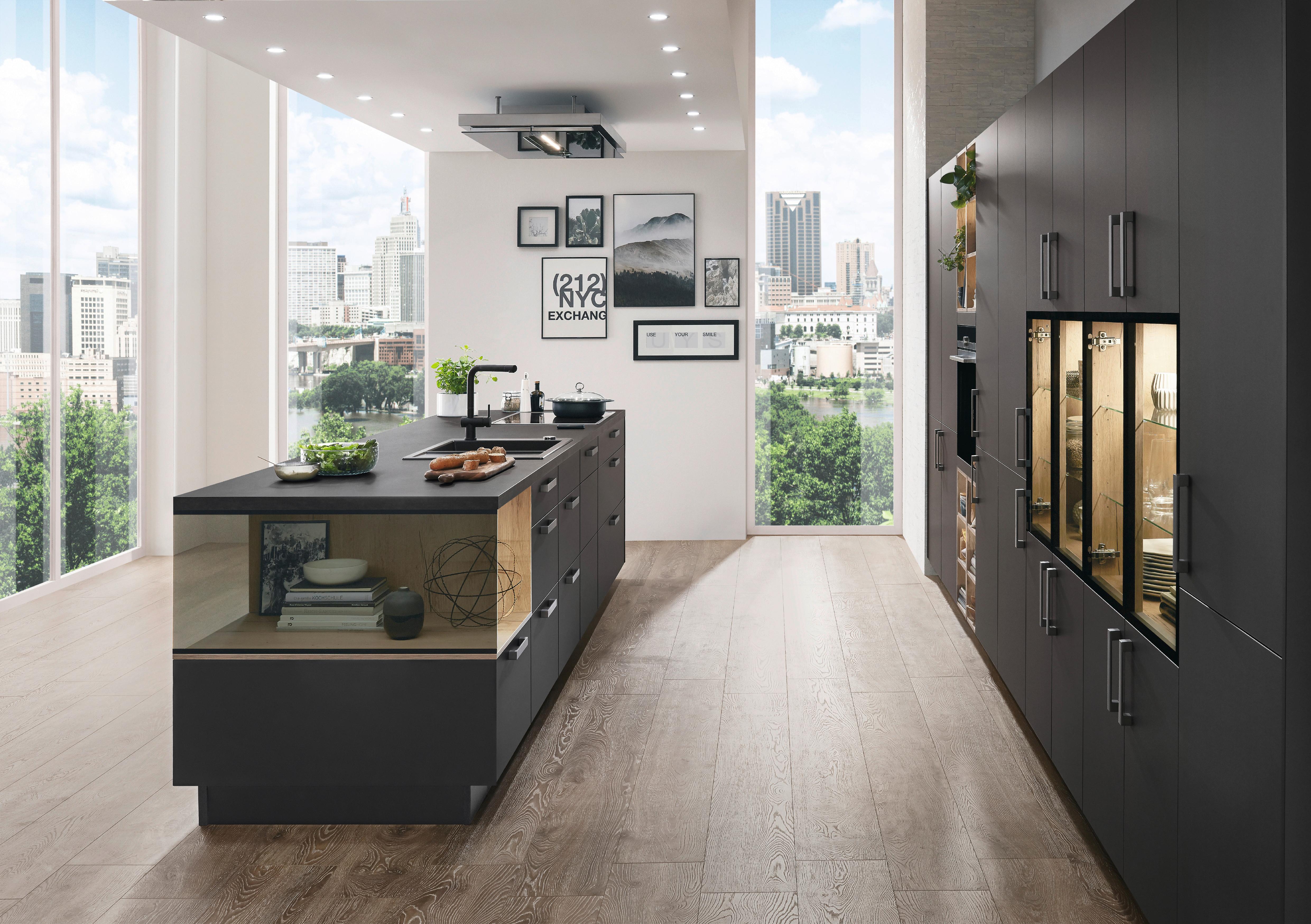 Einbauküche Easytouch in Schwarz - Schwarz, MODERN, Holzwerkstoff - Nobilia