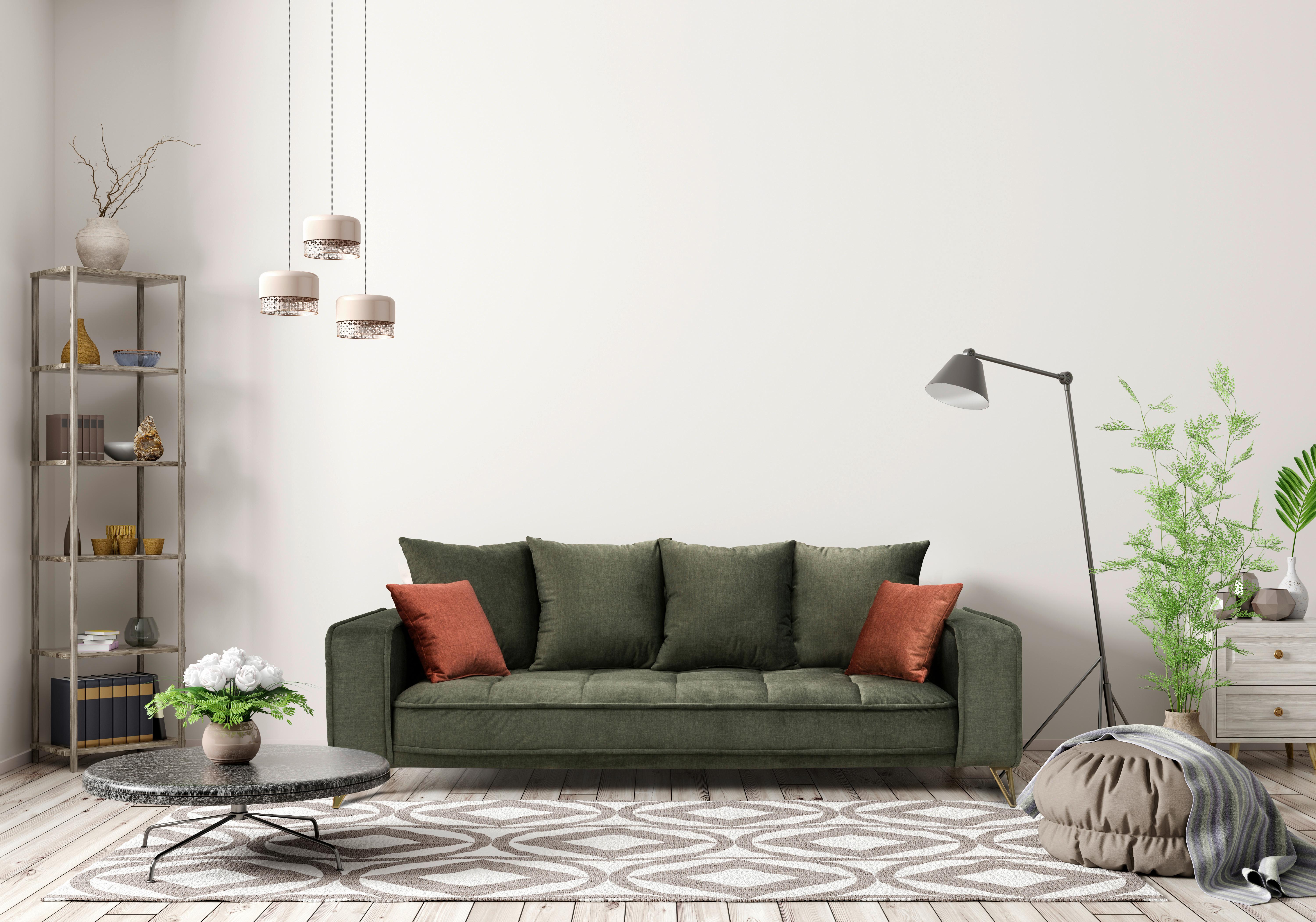 Sofa Tesoro - koralji/zelena, Modern, tekstil (236/106/92cm)