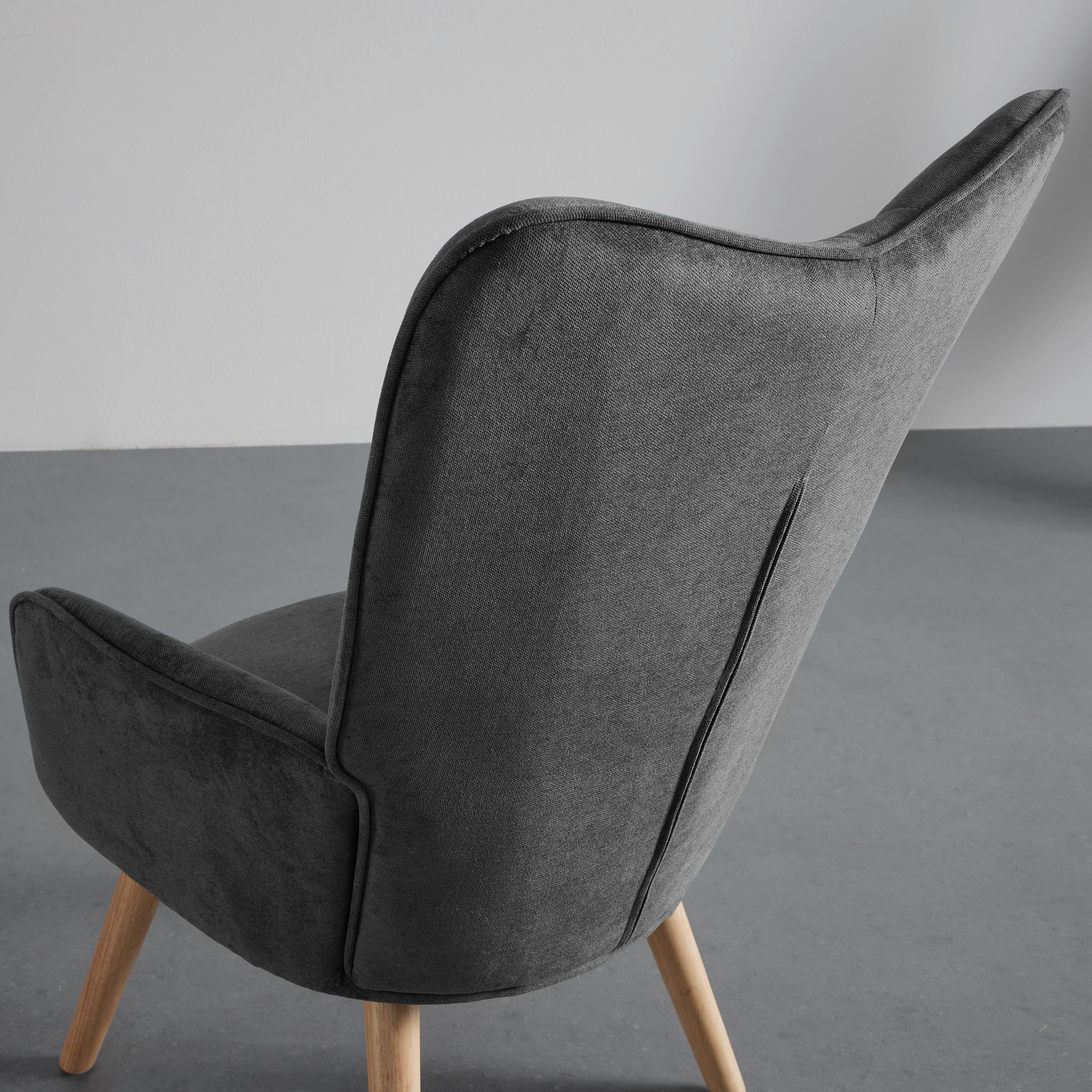 FÅTÖLJ NATALIE - grå/naturfärgad, Modern, metall/trä (64/99/68cm) - Bessagi Home