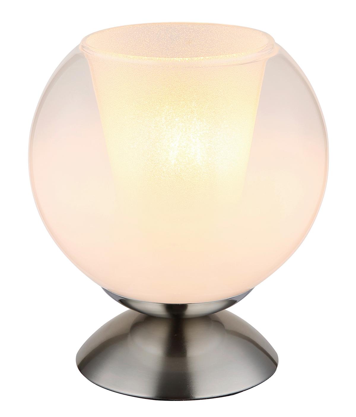 Stolna Svjetiljka Barry - bijela/siva, Basics, staklo/metal (18/19cm) - Globo