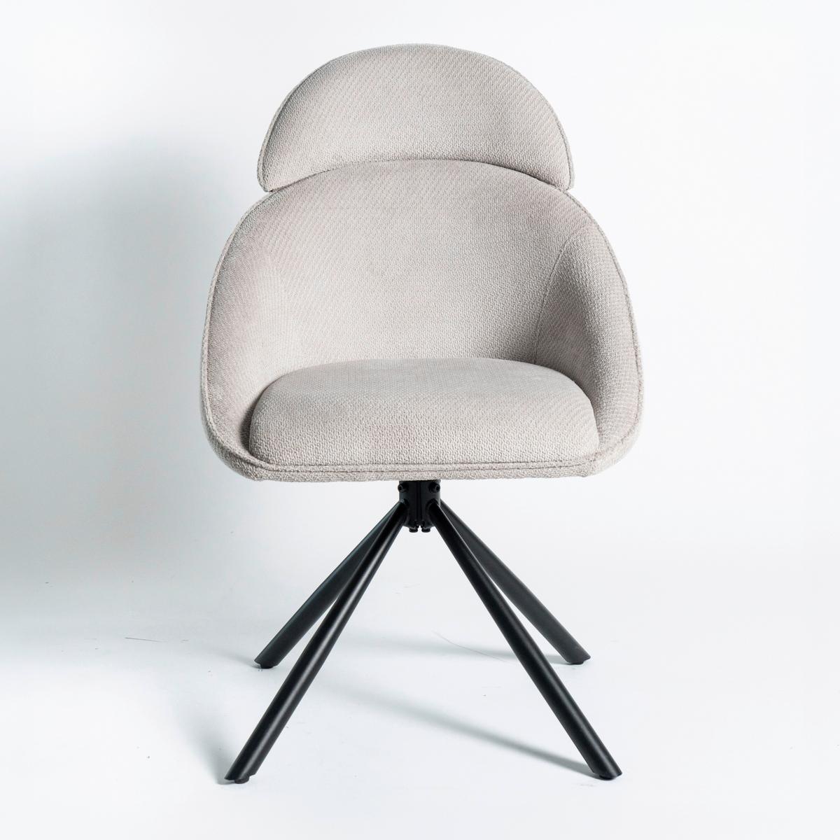 Armlehnstuhl Maira Hellgrau Webstoff Drehbar Gepolstert - Hellgrau/Schwarz, MODERN, Textil/Metall (59,5/93/66cm) - Bessagi Home
