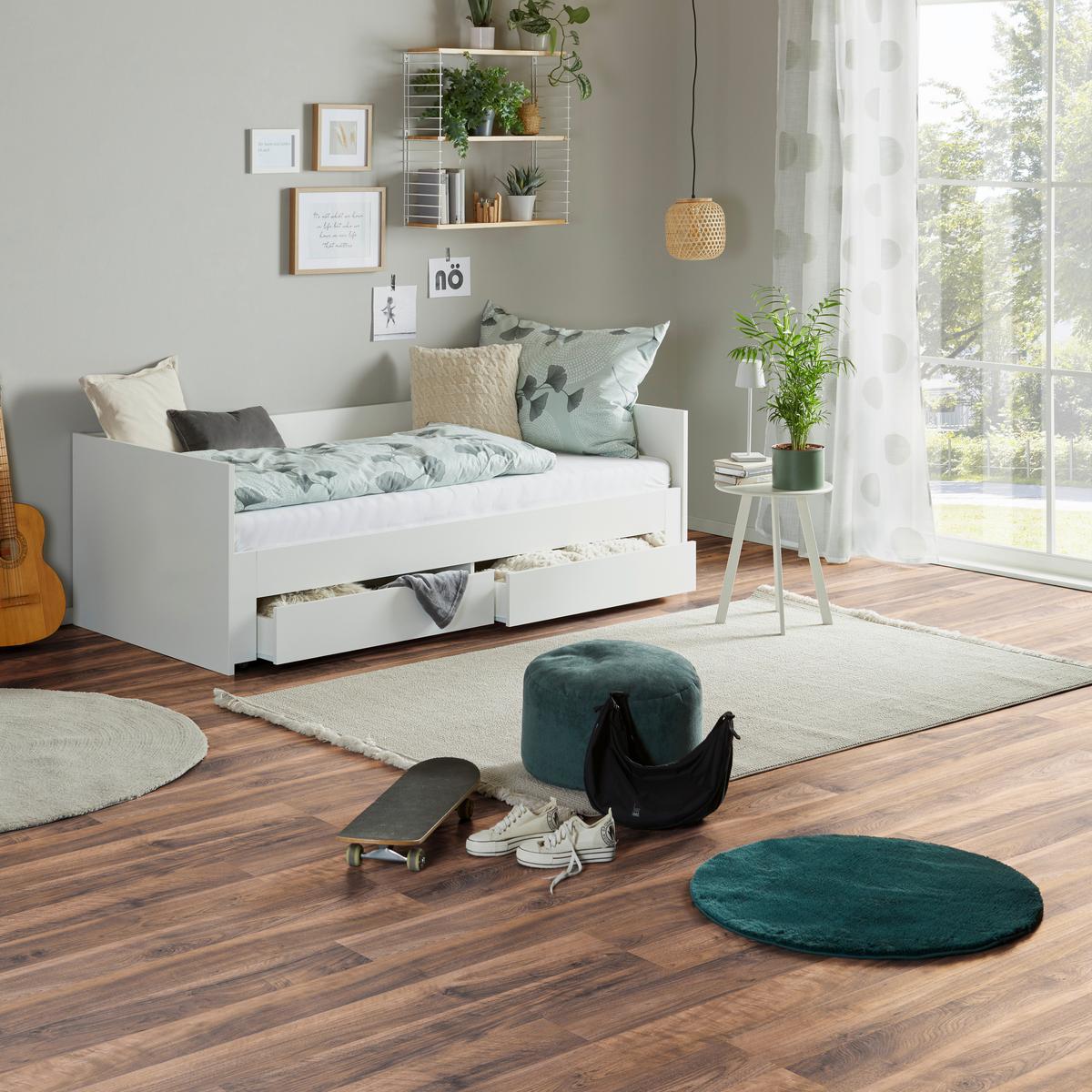 Raztegljiva Postelja Jan, Bela, 90-180x200 - bela, Konvencionalno, les (98-184,4/67/204,4cm)