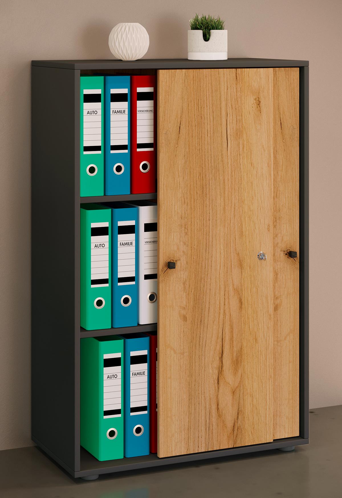 AKTENSCHRANK LONA XL - Honigeiche/Anthrazit, Design, Holzwerkstoff (70/110/39cm) - MID.YOU