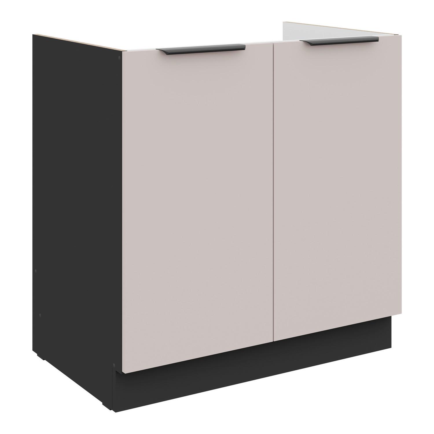 Baza 80 Za Sudoper 2 Vrata Arona - bež/crna, Moderno, drvni materijal/metal (80/82/52cm)