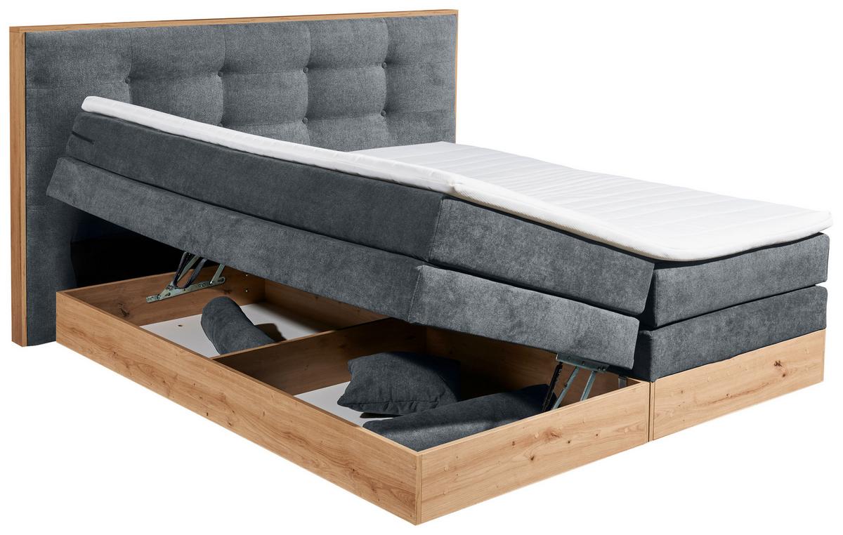 Boxspringbett Preston ca. 180x200 cm Anthrazit - Anthrazit, MODERN, Holz/Holzwerkstoff (180/200cm) - Livetastic