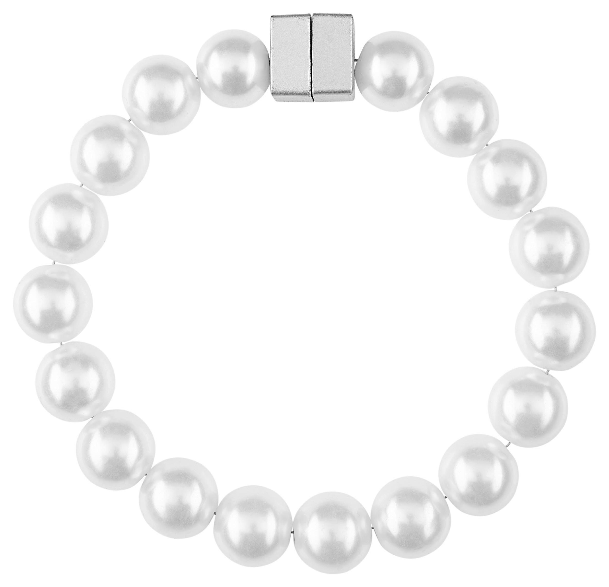 Raffhalter Perlenkette in Weiß - Weiß, ROMANTIK / LANDHAUS, Kunststoff/Metall (29cm) - Modern Living