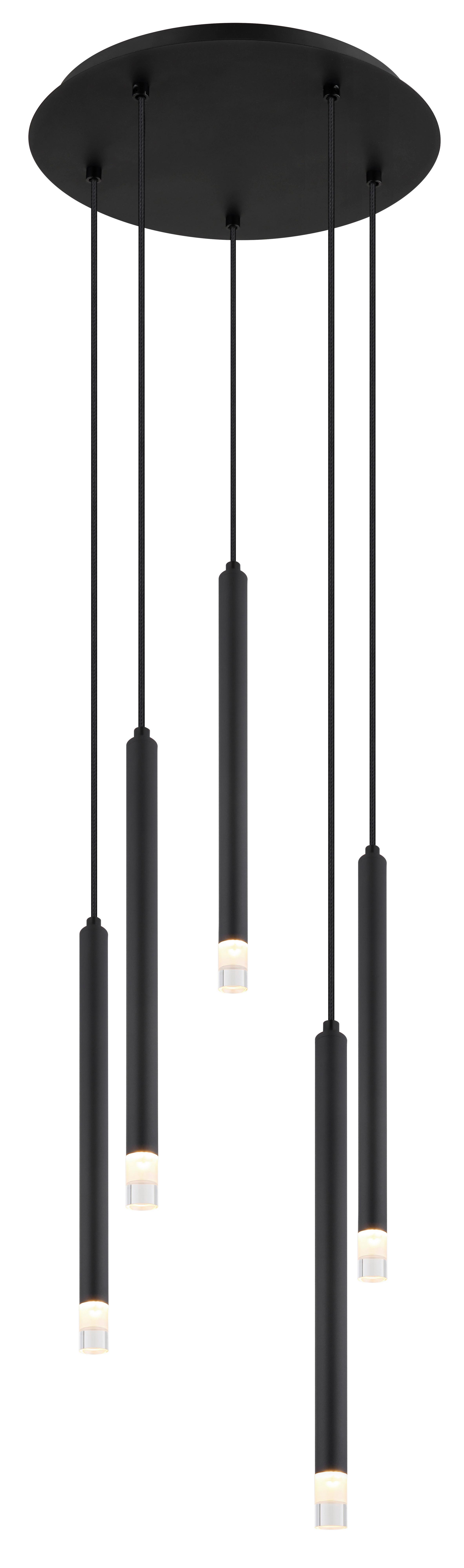 Hängeleuchte Blake Schwarz max. 4 Watt - Klar/Schwarz, Basics, Kunststoff/Textil (34/120cm) - Globo
