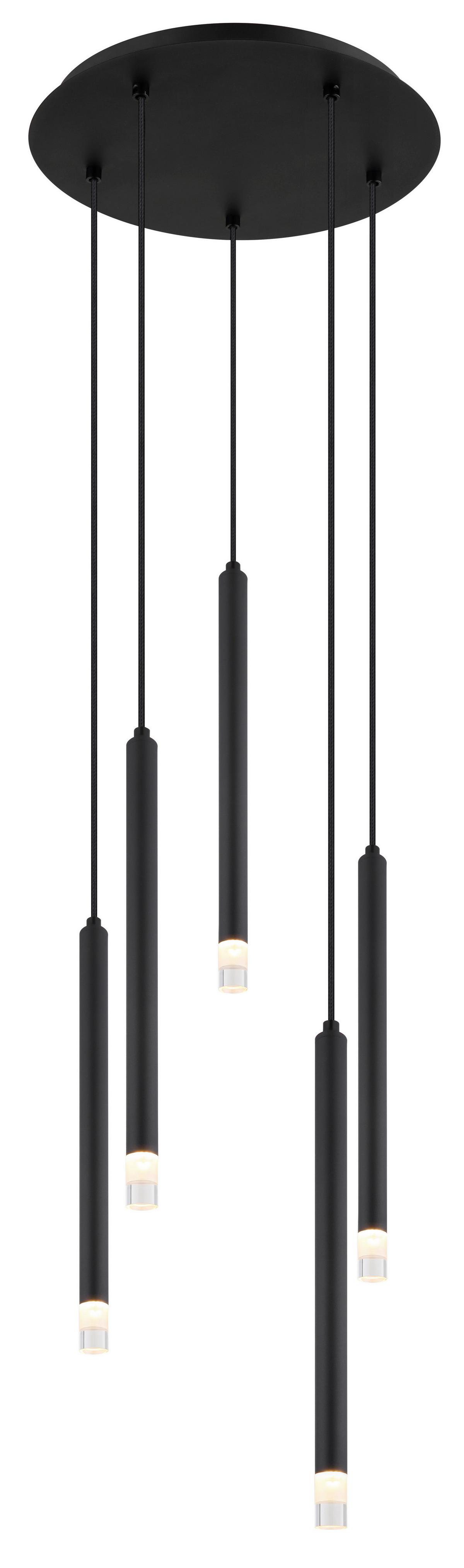 Hängeleuchte Blake Schwarz max. 4 Watt - Klar/Schwarz, Basics, Kunststoff/Textil (34/120cm) - Globo