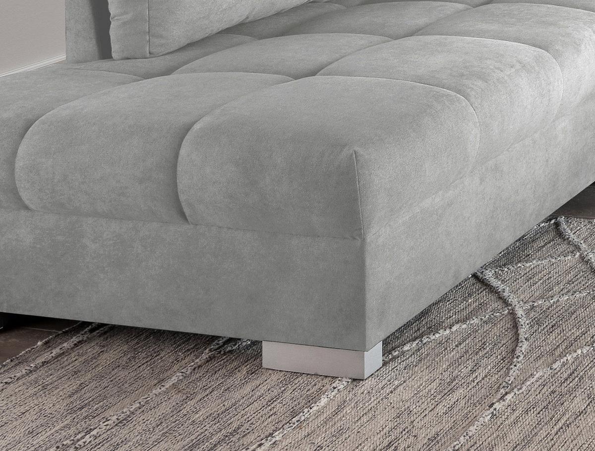 Wohnlandschaft Alvito Hellgrau Nylon/Mikrofaser - Silberfarben/Hellgrau, Design, Holz/Textil (202/298cm) - MID.YOU