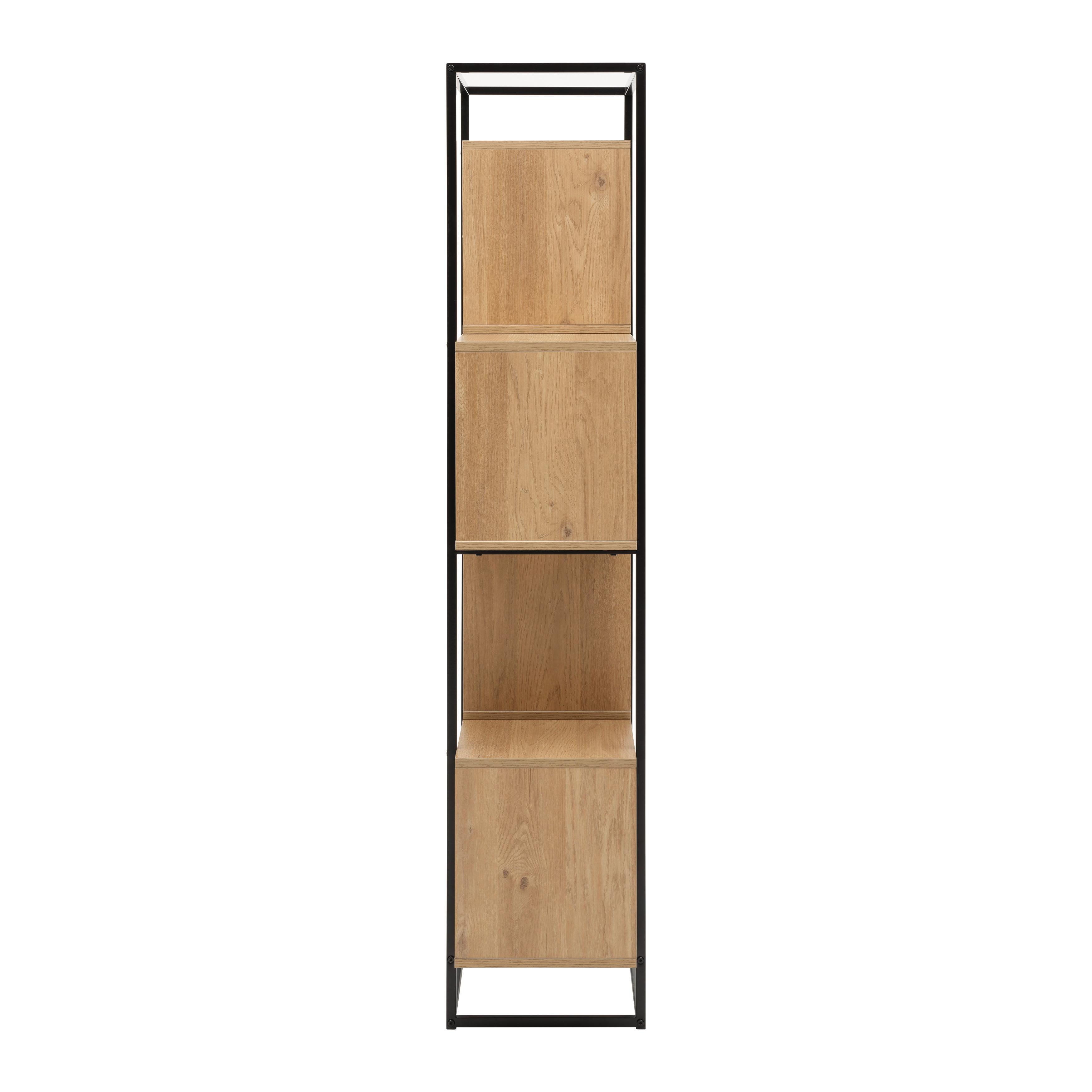 HYLLA ADRIAN -EXKLUSIV- - svart/naturfärgad, Modern, metall/trämaterial (80/160/33,2cm) - Mömax