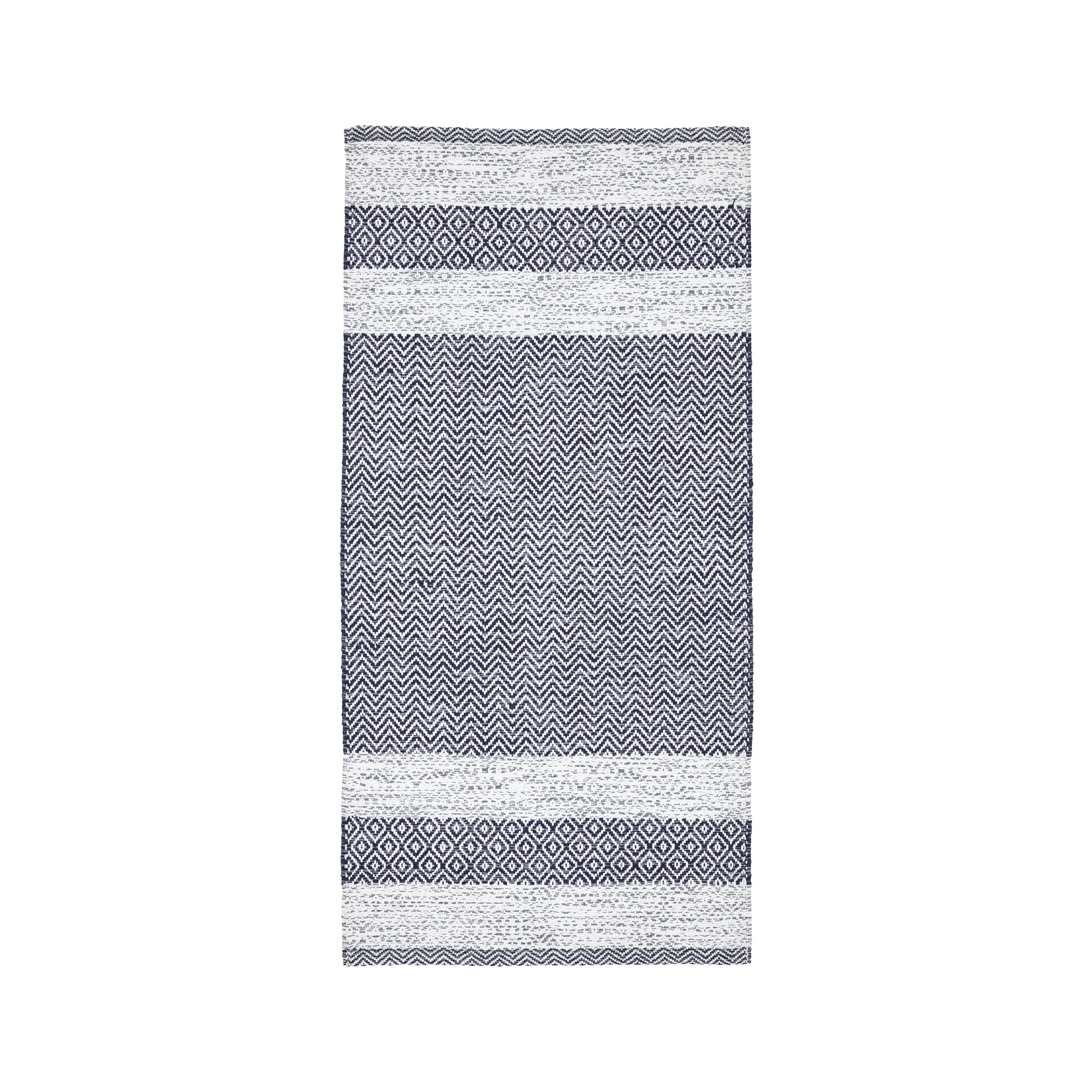 Handwebteppich Elisa in Hellgrau ca. 60x120 - Dunkelgrau/Weiß, MODERN, Textil (60/120cm) - Modern Living