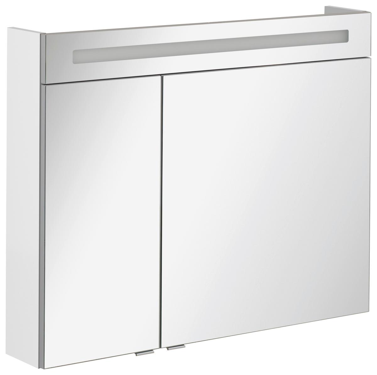 Spiegelschrank B. Clever mit LED 2-türig ca. 90x71 cm Weiß - Alufarben/Weiß, MODERN, Glas/Holzwerkstoff (90/71/16cm) - MID.YOU