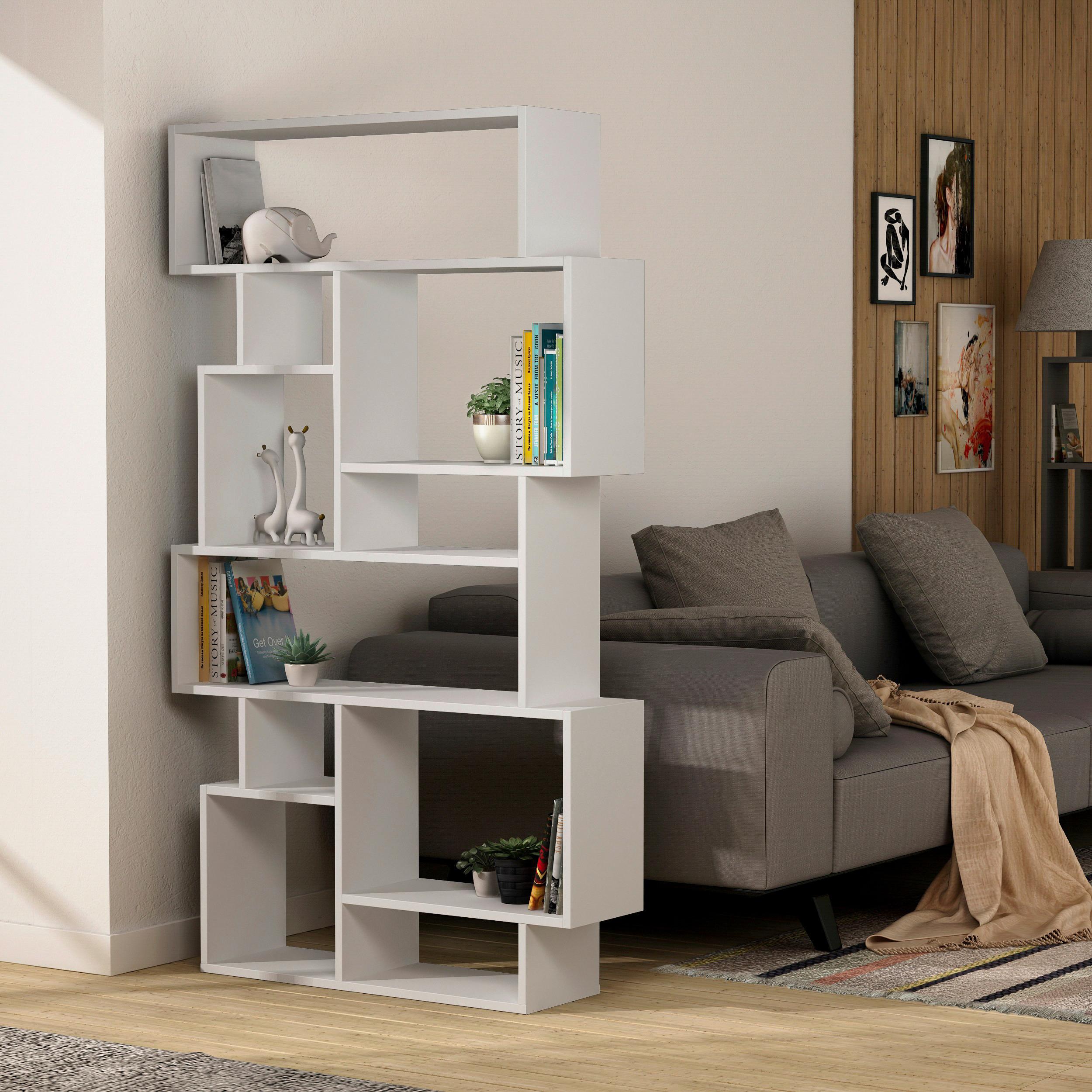 Knjižna Omara Karmato - bela, Design, leseni material (96/169/26cm) - Livetastic