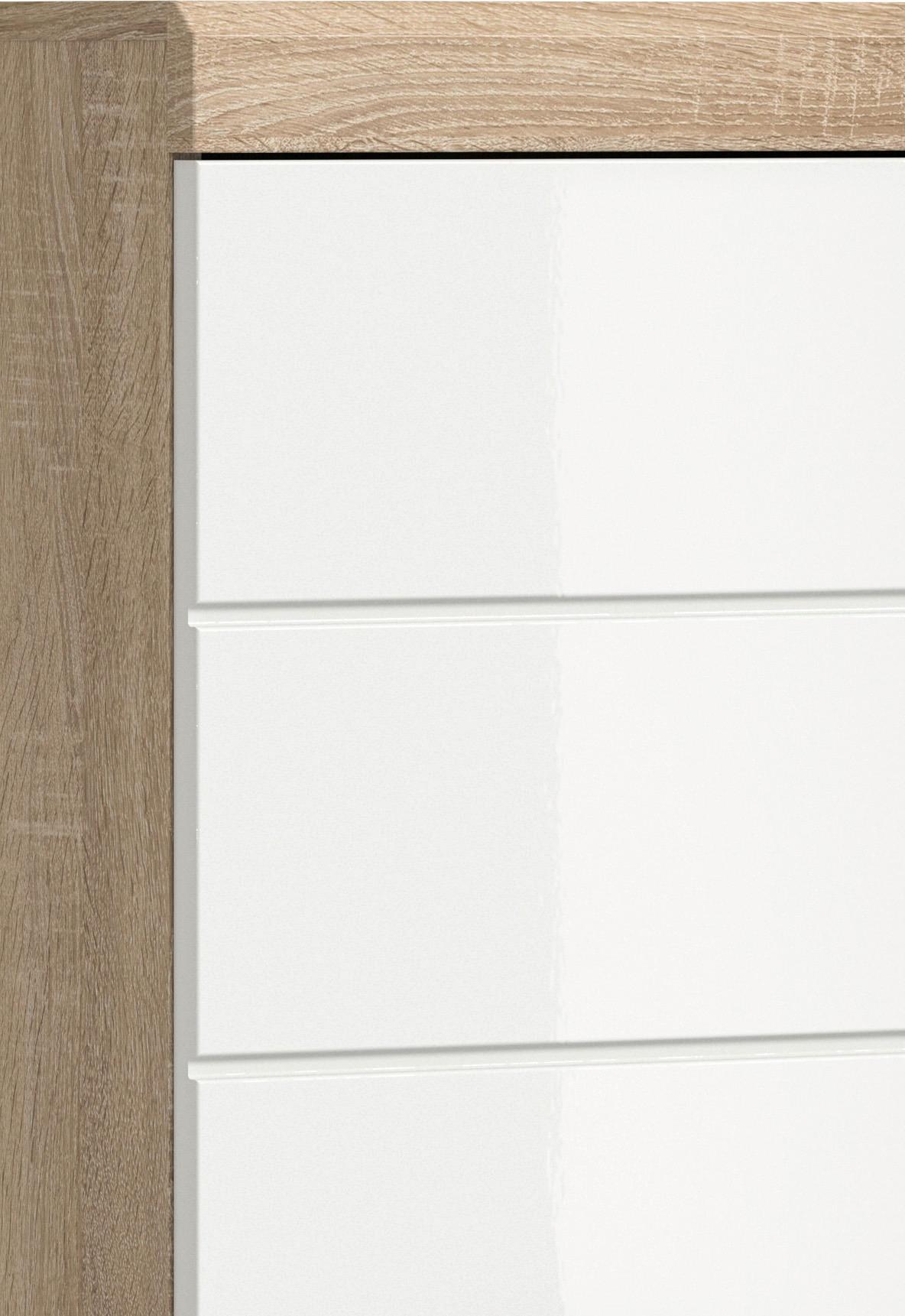 Badezimmer Lambada - Weiss Hochglanz/Silberfarben, Modern, Glas/Holzwerkstoff (60cm) - MID.YOU