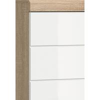 Badezimmer Lambada - Weiss Hochglanz/Silberfarben, Modern, Glas/Holzwerkstoff (60cm) - MID.YOU