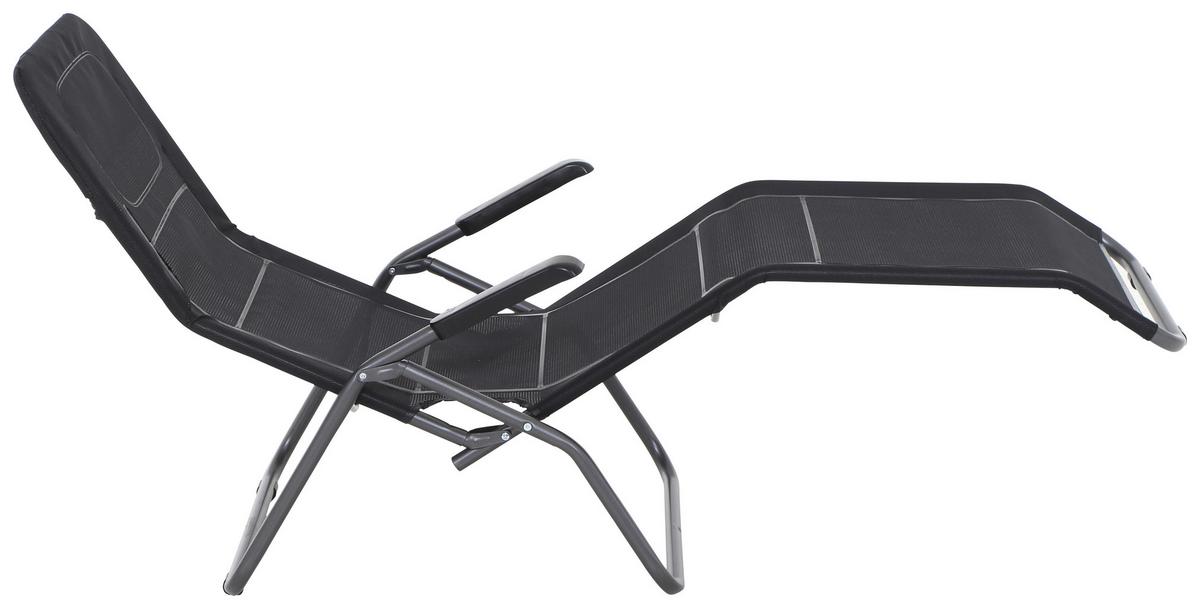 Gartenliege Anco Schwarz Stahl - Anthrazit/Schwarz, MODERN, Textil/Metall (72,5/103,5/144cm) - Siena Garden