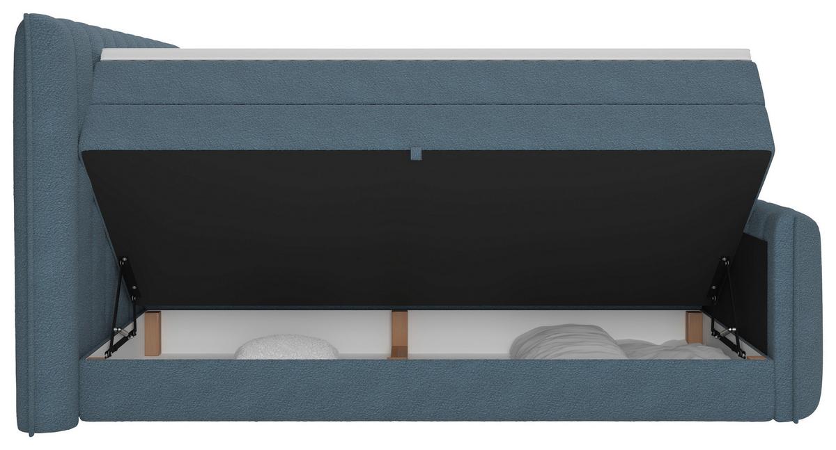 PAT BOXSPRING LINA - albastru, Konventionell, plastic/lemn (200/200cm) - Premium Living