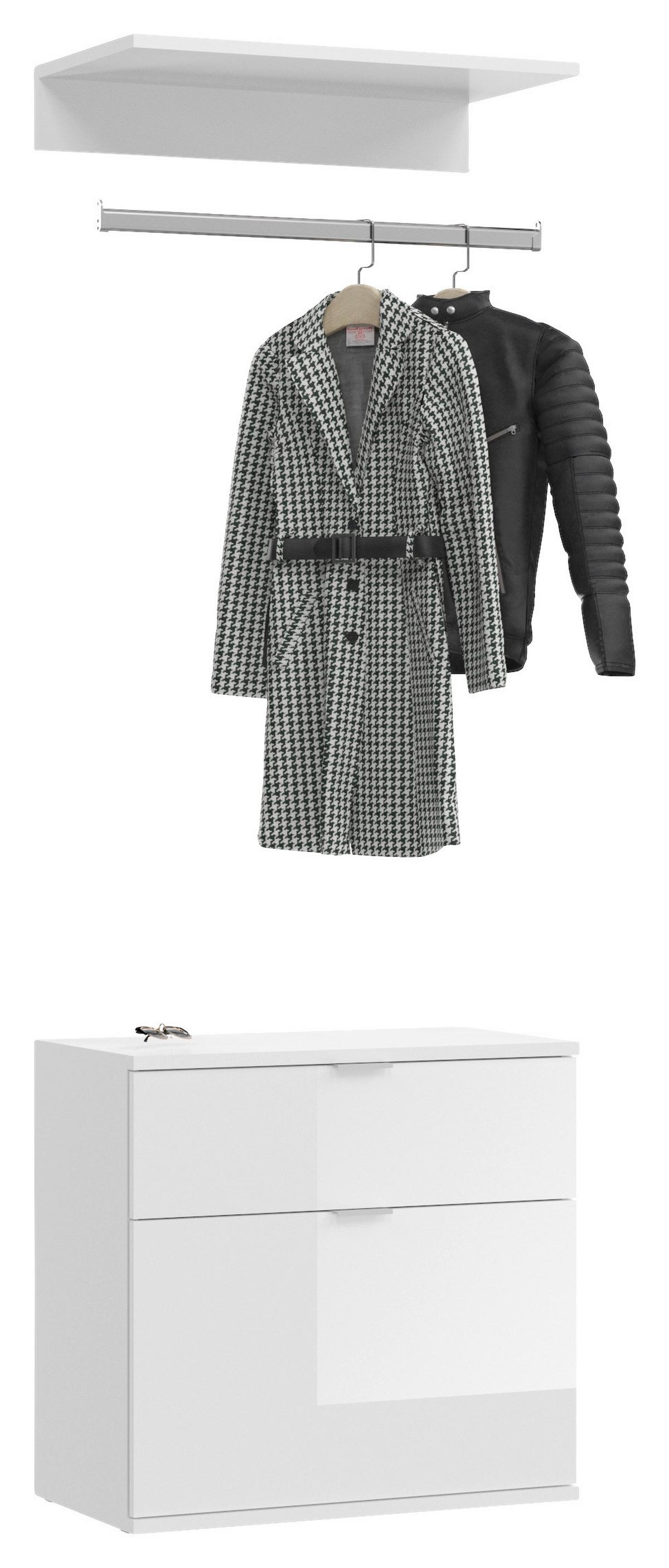 Schuhschrank in Weiß - Weiss Hochglanz/Chromfarben, Modern, Holzwerkstoff/Metall (61/62+3+14/34cm) - Mömax