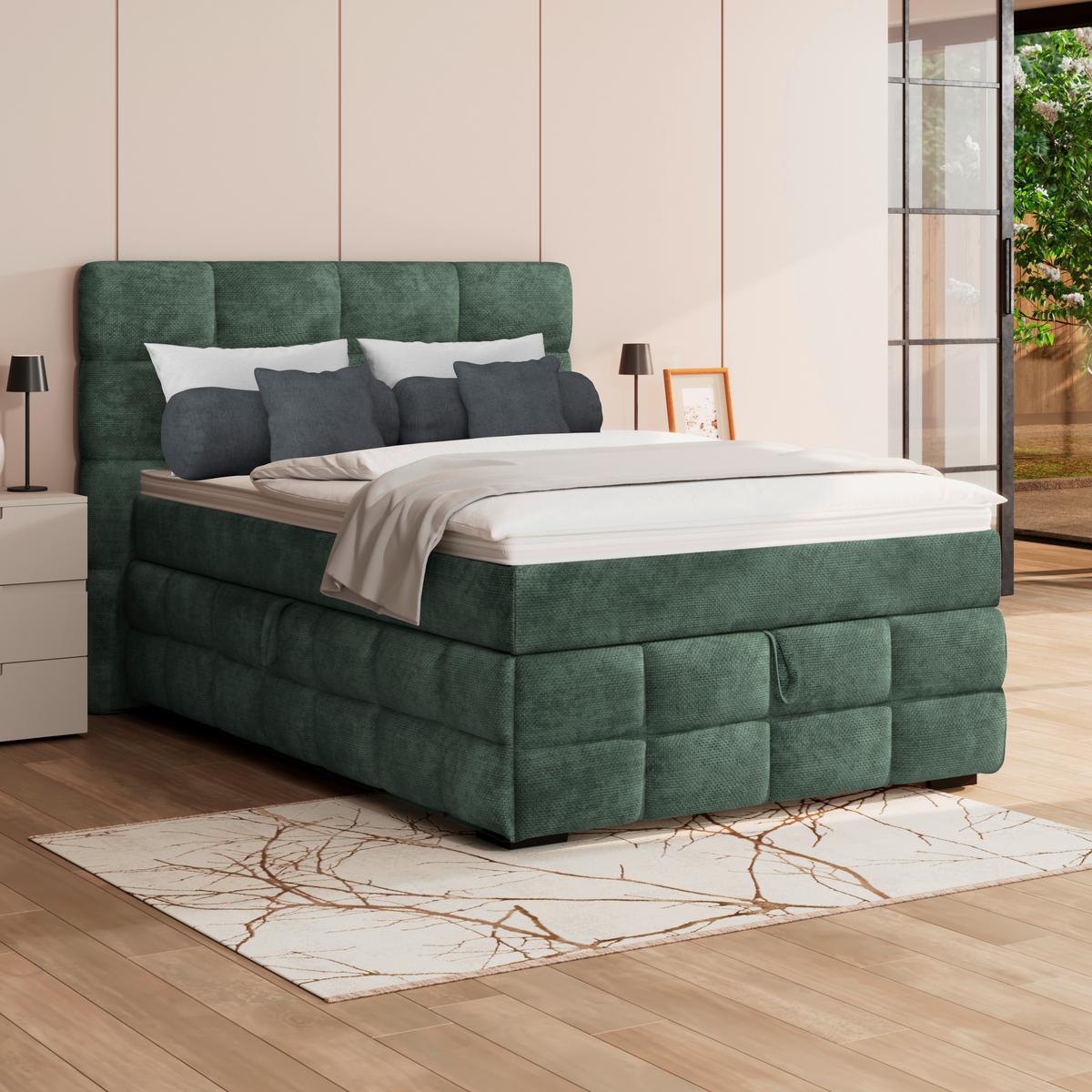 PAT BOX VEGA - verde, Trend, lemn/textil (140/200cm) - Modern Living