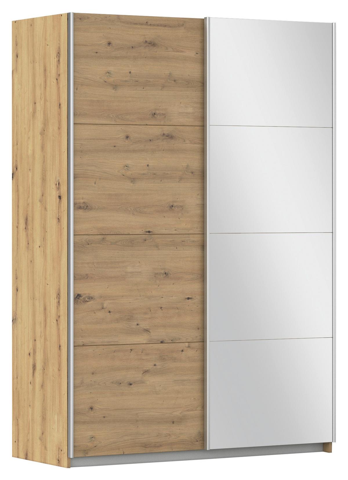 Ormar S Kliznim Vratima Subito - srebrne boje/hrast Artisan, Moderno, drvni materijal/metal (136/197/61cm) - Modern Living