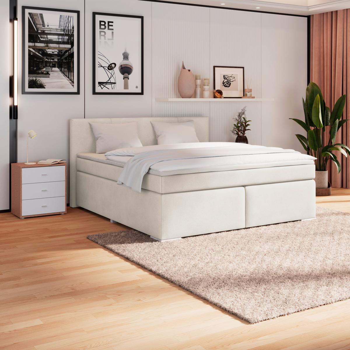 Boxspring Krevet Mira - boje sedefa/srebrne boje, Konvencionalno, drvo/metal (160/200cm) - Best Price