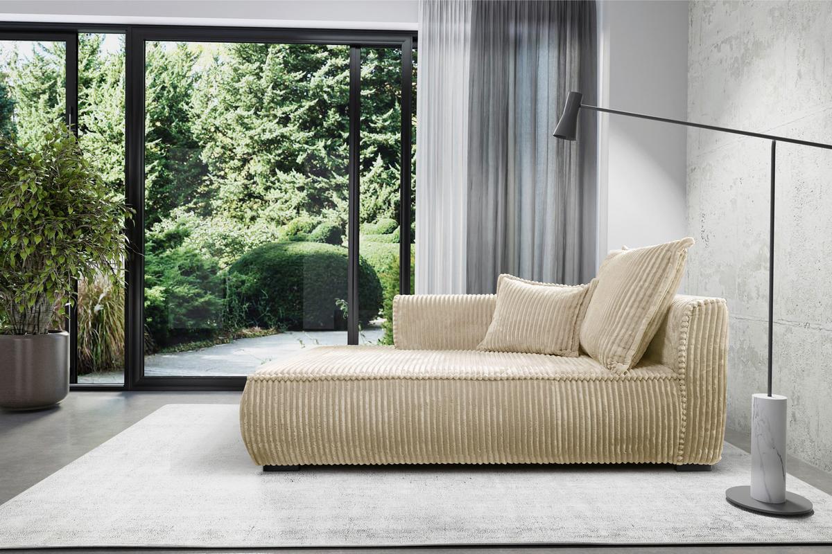 REKAMIERA MODENA - beżowy/czarny, Design, tkanina/drewno (207/75/121cm) - MID.YOU