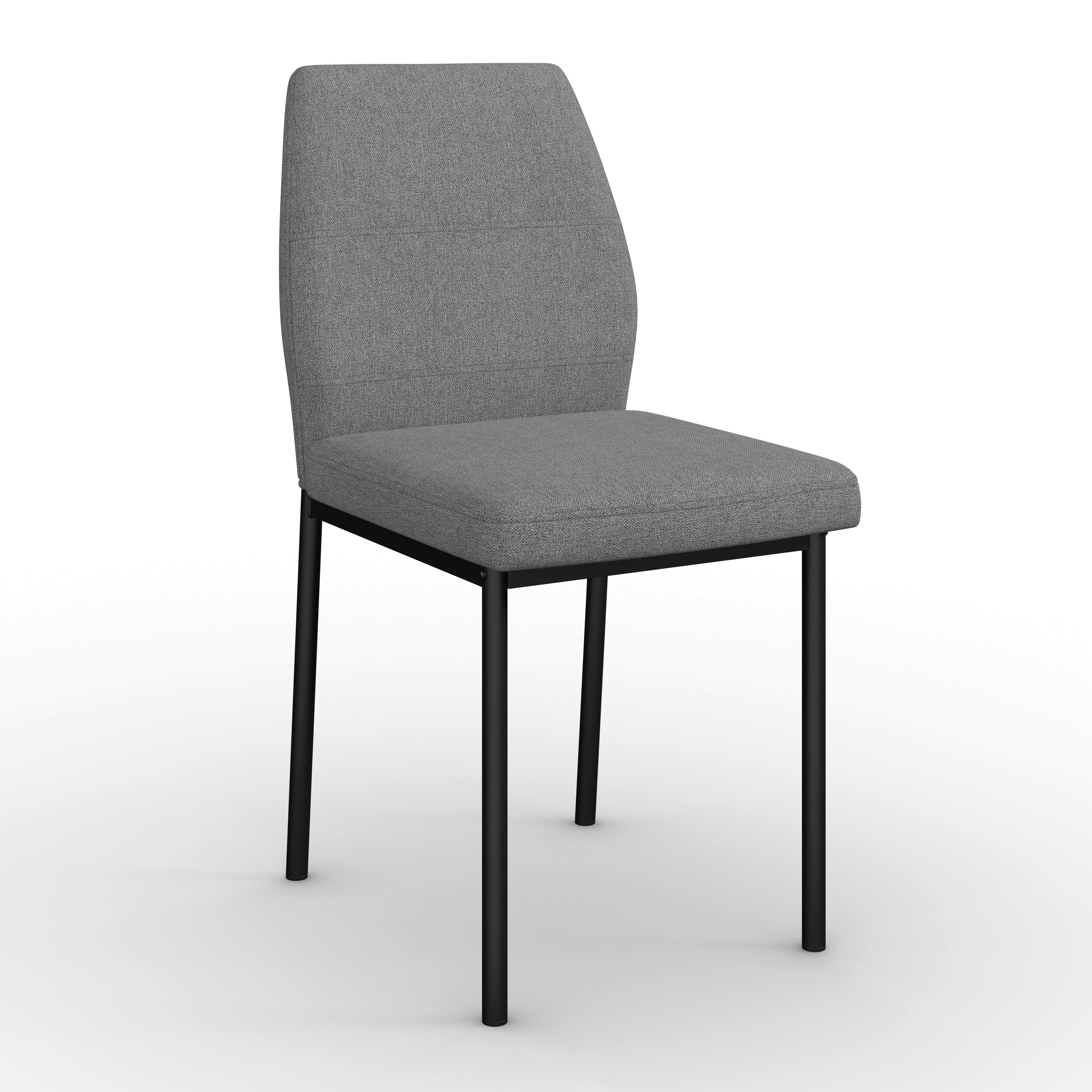 Stuhl Cori Hellgrau Webstoff Gepolstert - Hellgrau/Schwarz, MODERN, Holz/Textil (45/87/57cm) - Bessagi Home