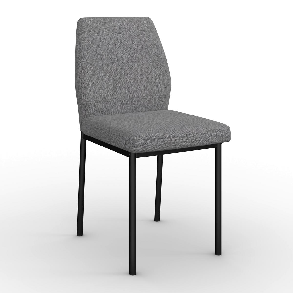 Stuhl Cori Hellgrau Webstoff Gepolstert - Hellgrau/Schwarz, MODERN, Holz/Textil (45/87/57cm) - Bessagi Home