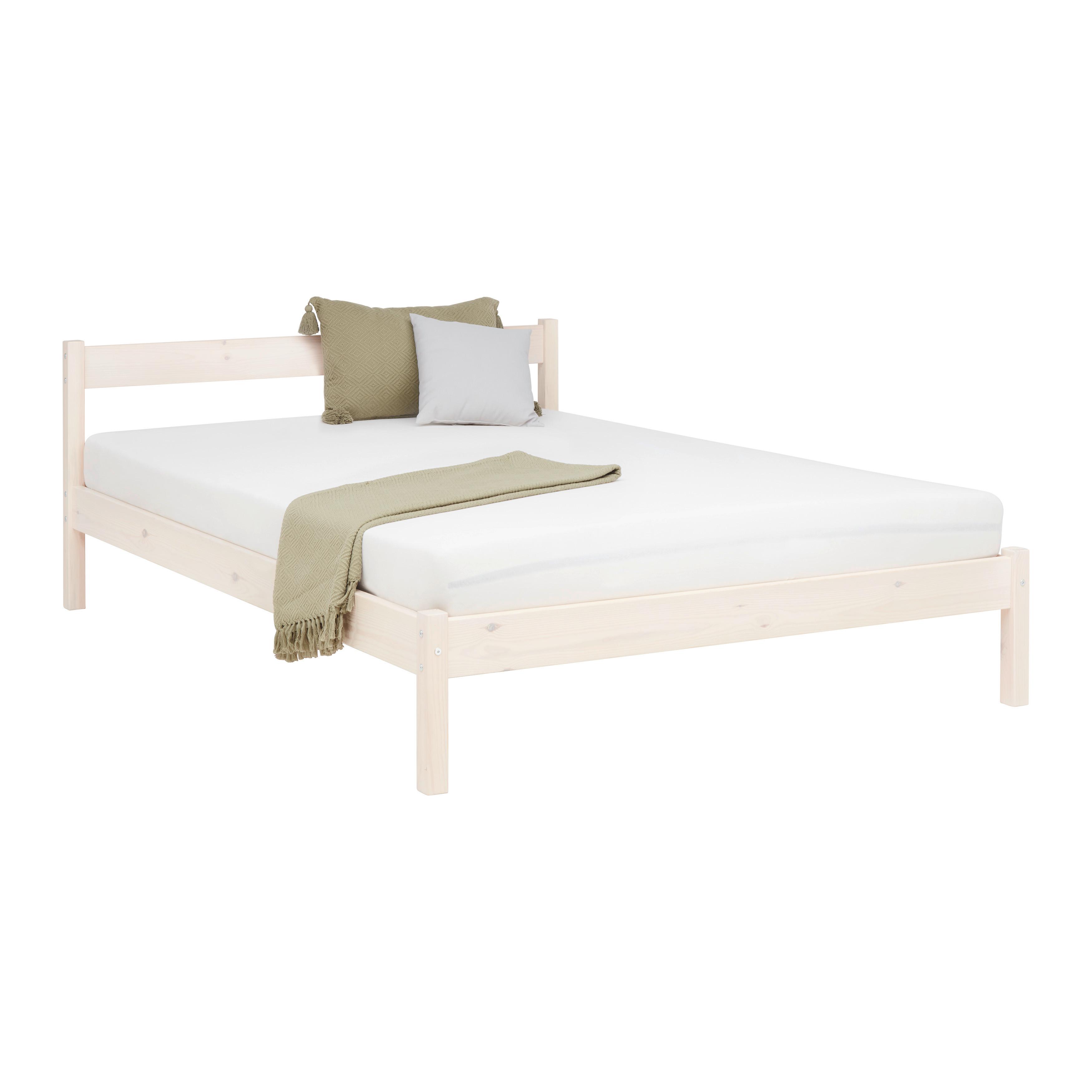 Bett Base 140 Weiß ca. 140x200cm - Weiß, KONVENTIONELL, Holz (147/70/209cm) - Based