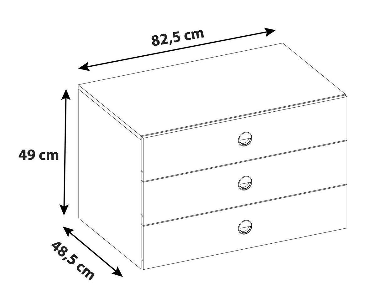 Unutarnji Ladičar Alicante - siva, Basics, drvni materijal (82,5/49/48,5cm) - Modern Living