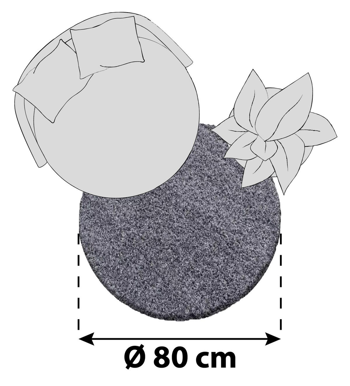 Hochflorteppich Dream Grau Ø ca. 80cm - Grau, KONVENTIONELL, Textil (80cm) - Novel