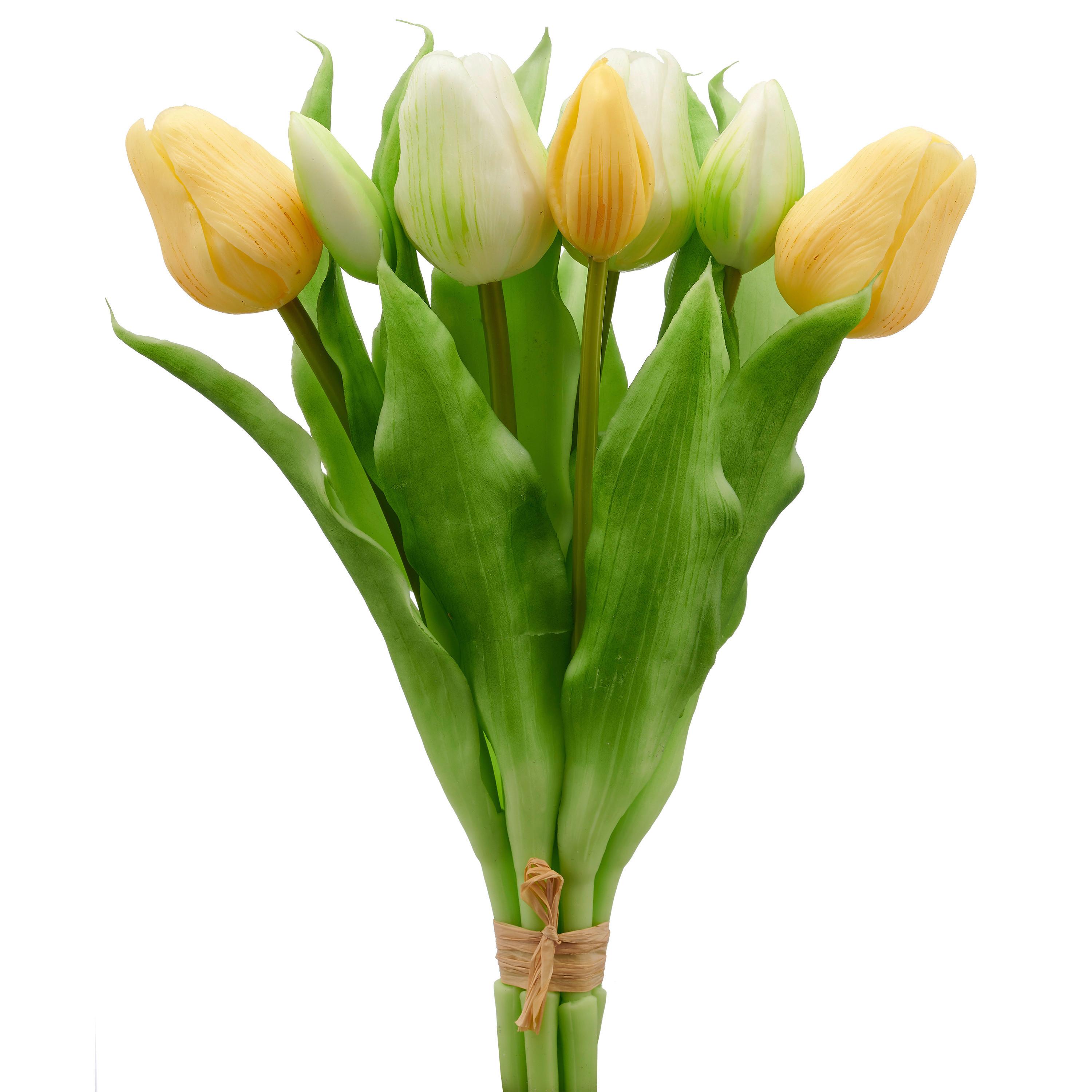 Tulpe Gelb/weiss - Weiss/Gelb, Basics, Kunststoff/Metall (31cm) - Mömax